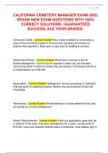 CALIFORNIA CEMETERY MANAGER EXAM 2025&vert;  BRAND NEW EXAM QUESTIONS WITH 100&percnt;  CORRECT SOLUTIONS &vert; GUARANTEED  SUCCESS&vert; ACE YOUR GRADES&period;