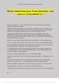 Rhode Island insurance Exam Questions And Answers &lpar;Guaranteed A&plus;&rpar;
