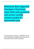 McKissock Basic Appraisal Principles I Final Exam  latest 2025 with questions and correct verified answers graded A&plus; Guaranteed pass