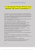 VA Life Insurance Practice &lpar;90 Xcel&rpar;&period; Exam Questions And Answers &lpar;Guaranteed A&plus;&rpar;