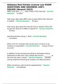 Alabama Real Estate License Law EXAM QUESTIONS AND ANSWERS 100- SOLVED &lpar;Newest 2025&rpar;