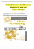 Test Bank For Introductory Clinical Pharmacology 12th Edition By Susan Ford  Chapter 1 - 54 &vert; Complete