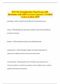 PSY 101 Straighterline Final Exam &vert;206 Questions with 100&percnt; Correct Answers &vert; Verified &vert; Latest Update 2025
