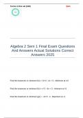 Algebra 2 Sem 1 Final Exam Questions And Answers Actual Solutions Correct Answers 2025&period;