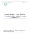 Algebra 2 Module 1 Exam Questions And Answers Actual Solutions Correct Answers 2025