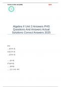Algebra II Unit 3 Answers PHS Questions And Answers Actual Solutions Correct Answers 2025