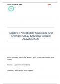 Algebra II Vocabulary Questions And Answers Actual Solutions Correct Answers 2025