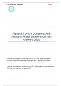 Algebra 2 Unit 4 Questions And Answers Actual Solutions Correct Answers 2025