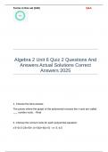 Algebra 2 Unit 6 Quiz 2 Questions And Answers Actual Solutions Correct Answers 2025