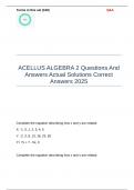 ACELLUS ALGEBRA 2 Questions And Answers Actual Solutions Correct Answers 2025