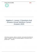 Algebra II&comma; Lesson 2 Questions And Answers Actual Solutions Correct Answers 2025