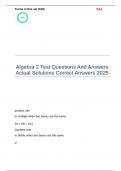Algebra 2 Test  Questions And Answers Latest Updates 2025&sol;2026 With Correct Answers 100&percnt; With Complete Solutions Pass Guaranteed &vert; Graded A&plus; &vert;