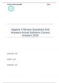 Algebra II Review Questions And Answers Actual Solutions Correct Answers 2025
