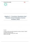 Algebra 2 - Functions Questions And Answers Actual Solutions Correct Answers 2025