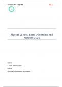 Algebra 2  Exam Questions And Answers 2025