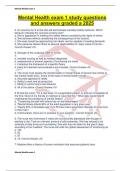 Mental Health exam 1 study questions and answers graded a 2025