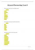 Advanced Pharmacology Exam II