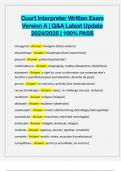 Court Interpreter Written Exam Version A &vert; Q&A Latest Update 2024&sol;2025 &vert; 100&percnt; PASS