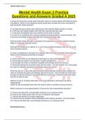 Mental Health Exam 3 Practice Questions and Answers Graded A 2025