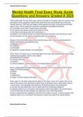 Mental Health Final Exam Study Guide Questions and Answers Graded A 2025
