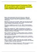 NY Home Improvement Contractor Final Exam questions with complete solutions Latest Update 2025 Graded A&plus;
