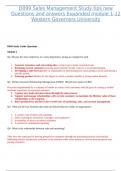D099 Sales Management Study tips new Questions and answers Expanded module 1-12 Western Governors University