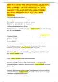 SKIN INTEGRITY AND WOUND CARE QUESTIONS AND ANSWERS LATEST UPDATE 2024&sol;2025 A COMPLETE EXAM SOLUTION WITH CORRECT DETAILED ANSWERS BEST RATED A&plus; FOR SUCCESS