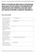 Illinois cosmetology state board&comma; Cosmetology State Board Illinois &lpar;2025&rpar; &vert;COMPREHENSIVE QUESTIONS AND VERIFIED ANSWERS &vert;100&percnt; ACCURATE ANSWERS &vert; ALREADY GRADED A&plus;
