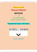 Official summer 2024 Pearson Edexcel 8MT0&sol;03 GCE Music Technology &lpar;8MT0&rpar; Paper 3&colon; Listening and Analysing Merged Question Paper &plus; Mark Scheme