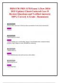 Exam 1&semi; PRN1178 PRN 1178 &lpar;New 2024- 2025 Update&rpar; Client-Centered Care II Review &lpar;Latest 2024&sol; 2025 Update&rpar; Questions and Verified Answers&vert; 100&percnt; Correct&vert; Grade A&plus;