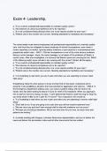 Exam 4- Leadership &vert; ALL FREQUENTLY TESTED ACTUAL EXAM QUESTIONS AND ANSWERS &vert; ACCURATE AND VERIFIED FOR GUARANTEED PASS &vert; ALREADY GRADED A&plus;