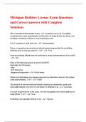 Michigan Builders License Exam Questions and Correct answers with Complete Solutions&period;