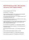 RTH 286 Final Exam&comma; 2024 - 2025&comma; Questions and answers with Complete Solution