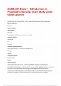 NURS 401 Exam 1 Introduction to Psychiatric Nursing vexam study guide latest updates