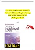 Test Bank for Brunner & Suddarth's Textbook of Medical-Surgical Nursing, 14th Edition (Hinkle, 2017), All Chapters 1 – 73