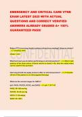 EMERGENCY AND CRITICAL CARE VTNE  EXAM LATEST 2025 WITH ACTUAL  QUESTIONS AND CORRECT VERIFIED  ANSWERS ALREADY GRADED A&plus; 100&percnt;  GUARANTEED PASS