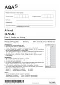 AQA A-level BENGALI Paper 1&comma; 2 and 3 JUNE 2024 QUESTION PAPERS AND MARK SCHEMES