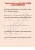 Surgical Technology NBSTSA EXAM 2021 Questions And Answers