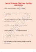 Surgical Technology Final Exam Questions  And Answers