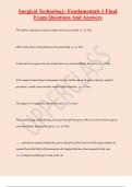 Surgical Technology&colon; Fundamentals 1 Final  Exam Questions And Answers