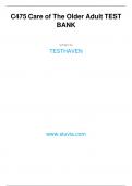 Western Governors University CARE OF THE ELDERLY C475 CARE OF THE OLDER ADULT TEST BANK&lpar;GRADED A&plus;&rpar;
