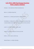LSU PSYC 2000 Final Knapp Questions  With Complete Solutions