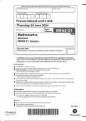  EDEXCEL A LEVEL MATHS JUNE 2024 STATISTICS PAPER 3 QUESTION PAPER