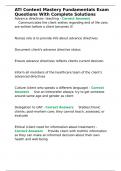 ATI Content Mastery Fundamentals Exam Questions With Complete Solutions