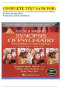 COMPLETE TEST BANK FOR&colon; Kaplan and Sadock's Synopsis of Psychiatry&colon; Behavioral Sciences&sol;Clinical Psychiatry Eleventh Edition by Benjamin J&period; Sadock Latest Update&period;