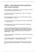 CWEA - Lab Analyst III exam questions with correct answers