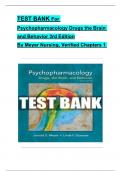 Psychopharmacology&colon; Drugs&comma; the Brain&comma; and Behavior&comma; 3rd Edition TEST BANK By Meyer Nursing&comma; Verified Chapters 1 - 20&comma; Complete Newest Version