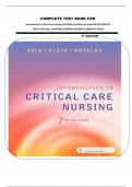 COMPLETE TEST BANK FOR Introduction to Critical Care Nursing 7th Edition by Mary Lou Sole PhD RN CCNS CNL  FAAN FCCM&vert;&vert;ALL CHAPTERS&vert;&vert;VERIFIED ANSWERS&vert;&vert;COMPLETE GUIDE