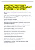 COMPTIA CYSA&plus; &lpar;CS0-003&rpar; PRACTICE EXAM QUESTIONS SET 3 VERIFIED 100&percnt; CORRECT 