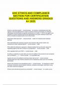  UHC ETHICS AND COMPLIANCE SECTION FOR CERTIFICATION QUESTIONS AND ANSWERS GRADED A&plus; 2025&period;